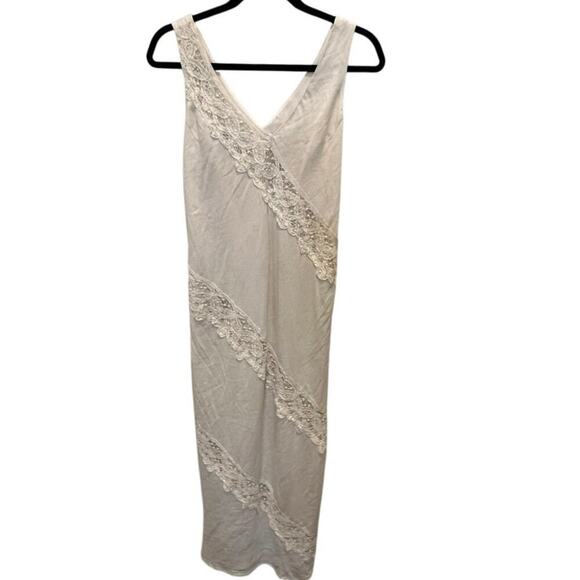 Jessica Howard Women's White Linen Blend Sleeveless V-Neck Maxi Dress Size 6 - Picture 1 of 5